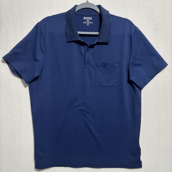 RHONE Polo Shirt Men’s Large Blue Stretch Short Sleeve RN#141364 Preppycore - Picture 1 of 12
